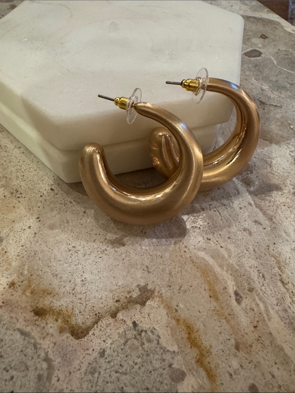 Gold Chunky Medium Hoop Earrings - Women Jewelry